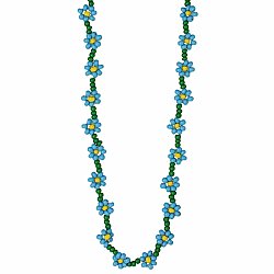 Blue Daisy Chain Seed Bead Necklace