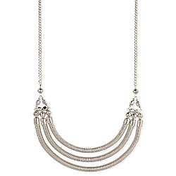 Silver Triple Textured Bar Necklace