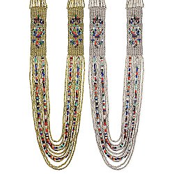 Metal & Multi Color Beaded Long Necklace
