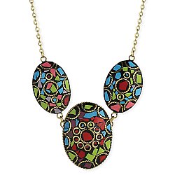 Multi Inlay Stone Chip Ovals Necklace