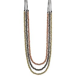 Copper, Gold & Black Bead Cord Necklace