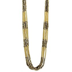 Gold Bar & Facet Bead 6 Line Necklace