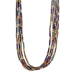Multi Bar Bead 6 Line Necklace