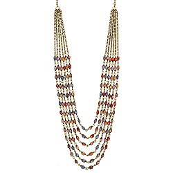 Marbled Square Bead Multi Line Drape Necklace