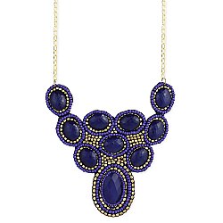 Blue & Gold Bead Bib Necklace