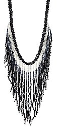 Black & White Bead Fringe Necklace