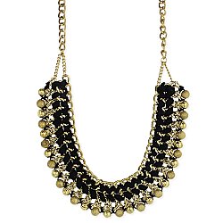 Black Cord & Gold Bead Necklace