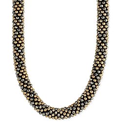 Facet Mixed Metal Bead Tube Necklace