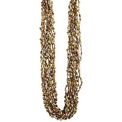 Gold Bead & Metallic Thread Necklace