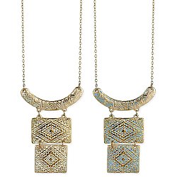 Gold & Enamel Rectangles Pendant Necklace