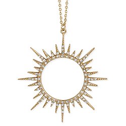 Gold & Crystal Sunburst Long Necklace
