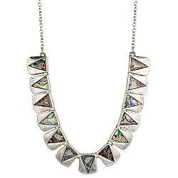 Abalone Triangles Silver Bib Necklace