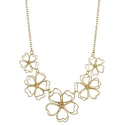 Sketchbook Style Gold Wire Flowers Necklace
