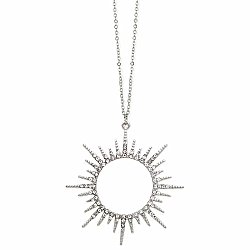 Silver Sunburst Clear Crystal Necklace