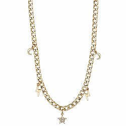 Crystal Celestial Charm Gold Link Necklace