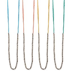 Pastel Thread Silver Bead Long Necklace