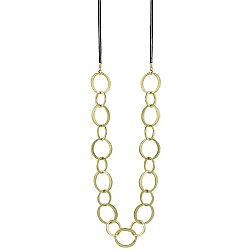 Gold Oversize Link & Black Cord Necklace