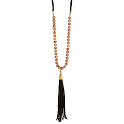 Orange Stone & Tassel Long Necklace