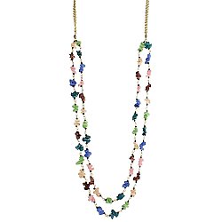 Gold & Multi Chip Layer Long Necklace