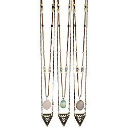Gold Triangle, Agate & Suede Long Necklace