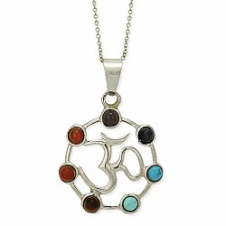 Inner Peace Silver Om Chakra Stone Necklace
