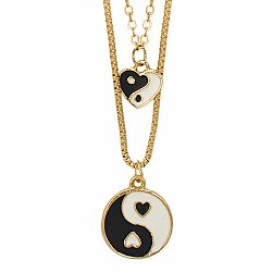 Lovely Balance Black Heart Yin Yang Necklace Set