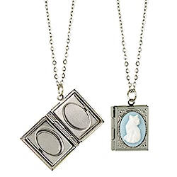 Kitty Keepsake Cat Cameo Silver Locket Necklace