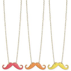 Gold & Enamel Mustache Necklace