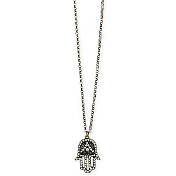 Gold & Crystal Hamsa Hand Necklace