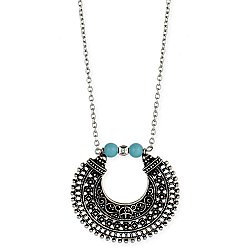 Antiqued Silver & Turquoise Bali Necklace