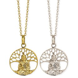 Teaching Buddha & Tree Pendant Necklace