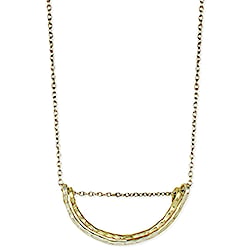 Mixed Metal Curved Textured Bar Necklace