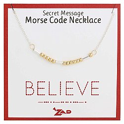 Mixed Metal Believe Morse Code Necklace