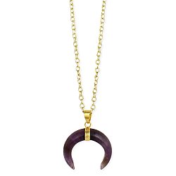 Gold & Amethyst Double Horn Gold Necklace