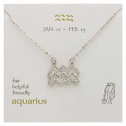 Silver Rhinestone Aquarius Zodiac Necklace