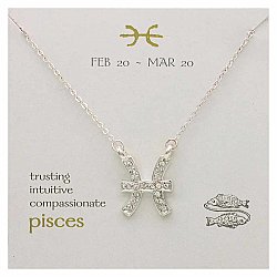 Silver Rhinestone Pisces Zodiac Necklace