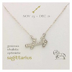 Silver Rhinestone Sagittarius Zodiac Necklace 