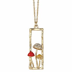 Magical Mushrooms Gold Bar Necklace
