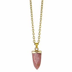 Facet Pink Stone Arrow Gold Necklace