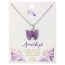 Amethyst Stone Butterfly Silver Necklace