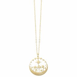 Night Sprouts Gold Lunar Mushroom Necklace