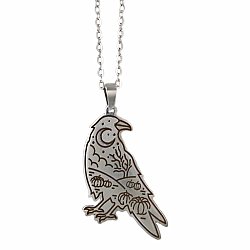 Night Watcher Celestial Raven Silver Necklace