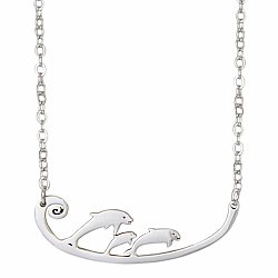 Ocean Horizon Jumping Dolphins Silver Necklace