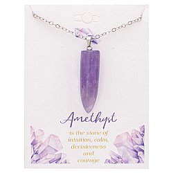 Amethyst Stone Spike Silver Necklace