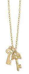 Gold Metal 2 Key Charm Necklace