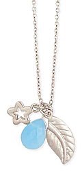 Silver Metal Multi Charm Blue Glass Bead Pendant Necklace