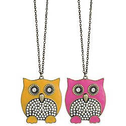Enamel & Pearl Owl Long Necklace