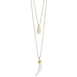 Gold & White Shell Horn Necklace