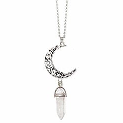 Moon Drop Silver Clear Stone Necklace