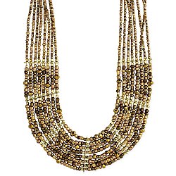 Mixed Metal Facet Bead 6 Line Necklace